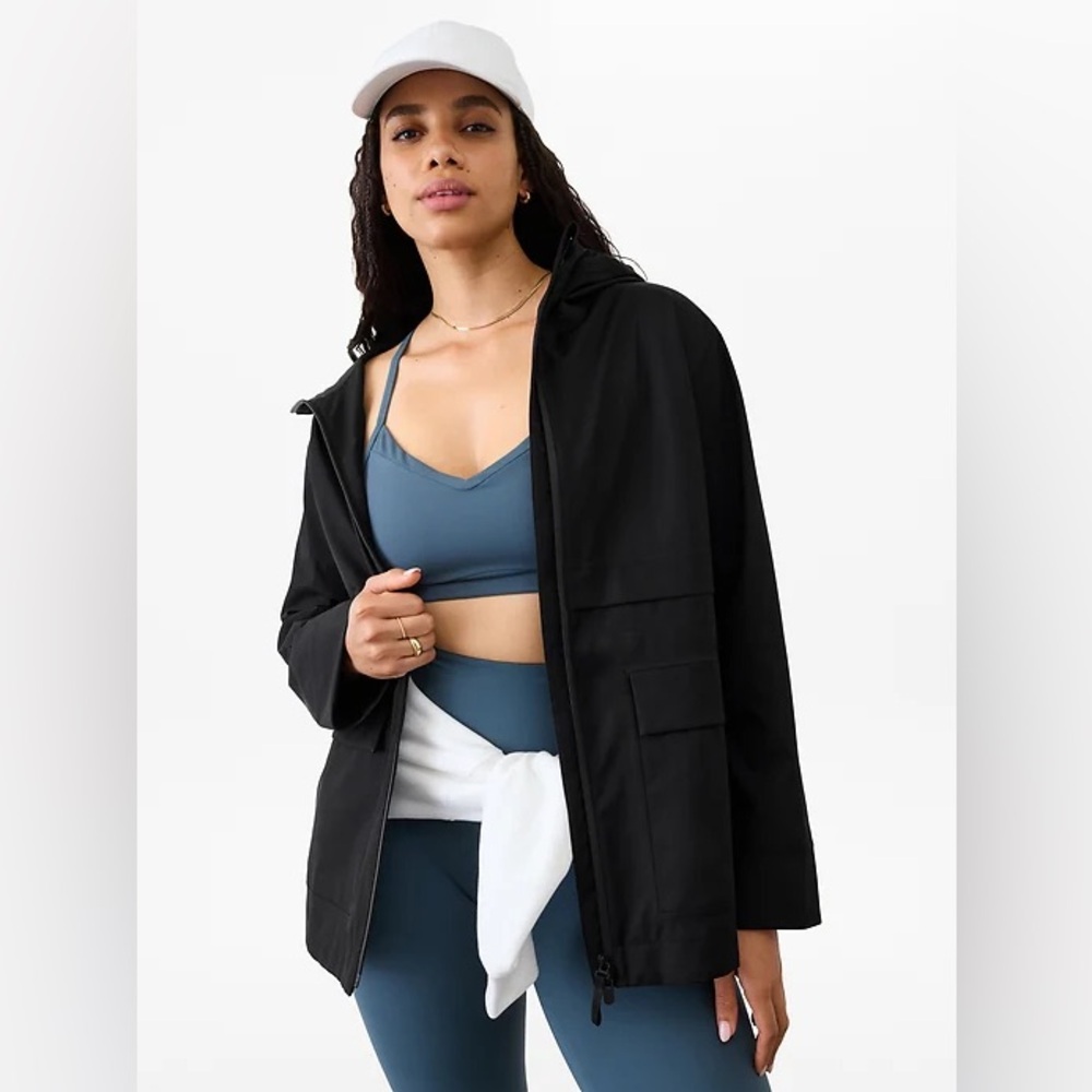ATHLETA Utility Rain Jacket‎ Black MSRP $190 NWT Size M